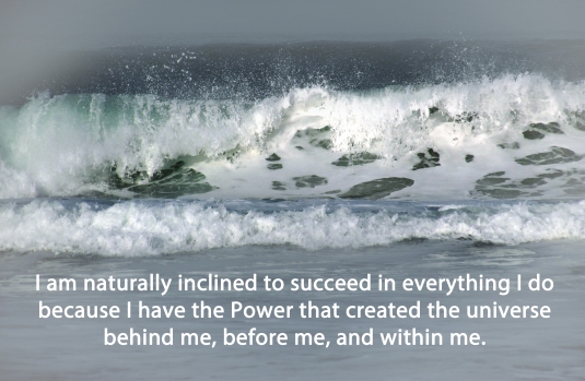 Affirmation about succeeding with a picture of a wave.